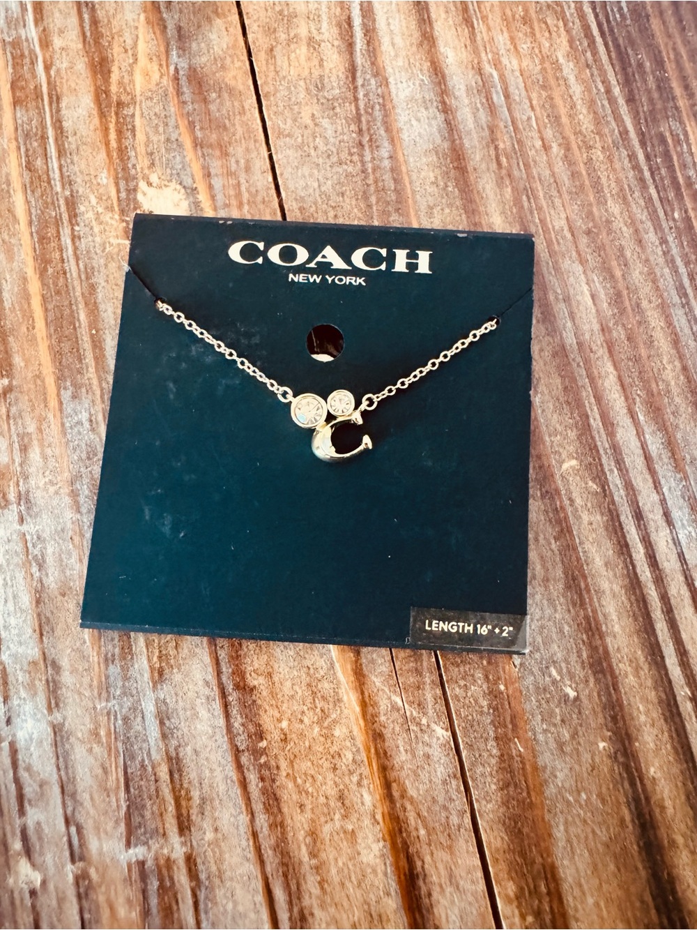 COACH Gold Signature crystal cluster Necklace NWOT - Picture 3 of 12